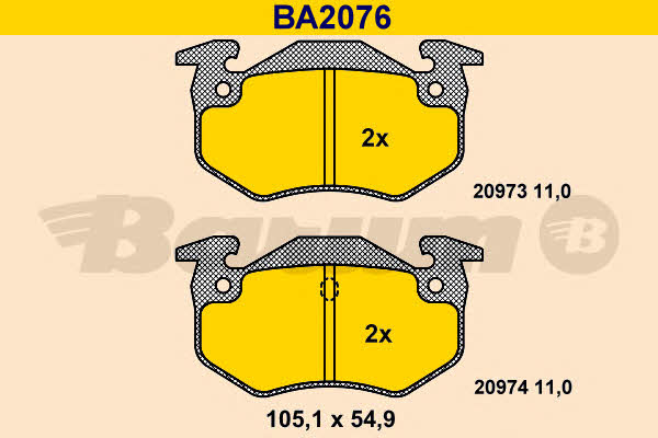 Barum BA2076 Гальмівні колодки, комплект BA2076: Купити в Україні - Добра ціна на EXIST.UA!