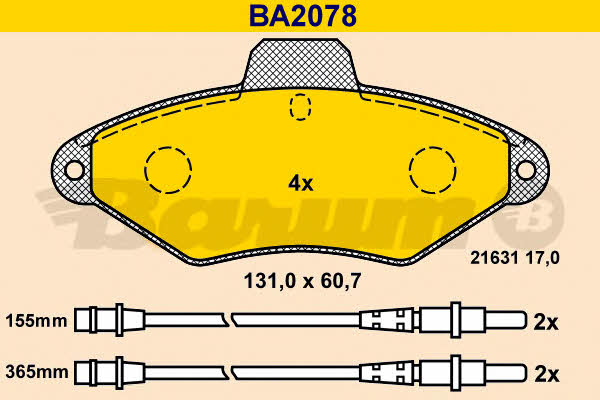 Barum BA2078 Гальмівні колодки, комплект BA2078: Купити в Україні - Добра ціна на EXIST.UA!