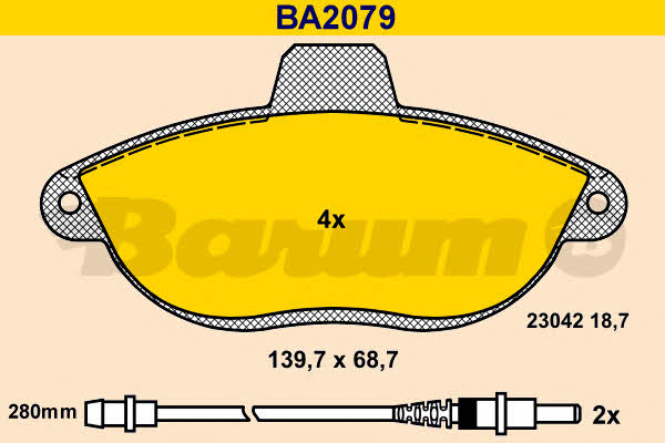 Barum BA2079 Гальмівні колодки, комплект BA2079: Купити в Україні - Добра ціна на EXIST.UA!