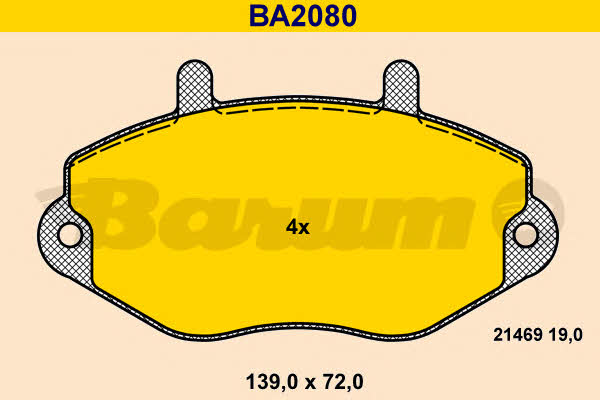 Barum BA2080 Гальмівні колодки, комплект BA2080: Купити в Україні - Добра ціна на EXIST.UA!