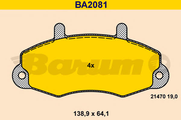 Barum BA2081 Гальмівні колодки, комплект BA2081: Купити в Україні - Добра ціна на EXIST.UA!
