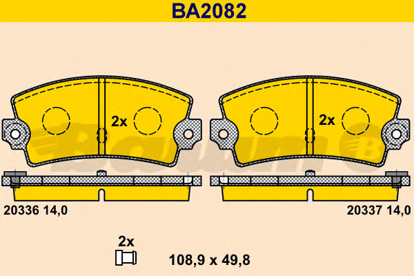 Barum BA2082 Гальмівні колодки, комплект BA2082: Купити в Україні - Добра ціна на EXIST.UA!