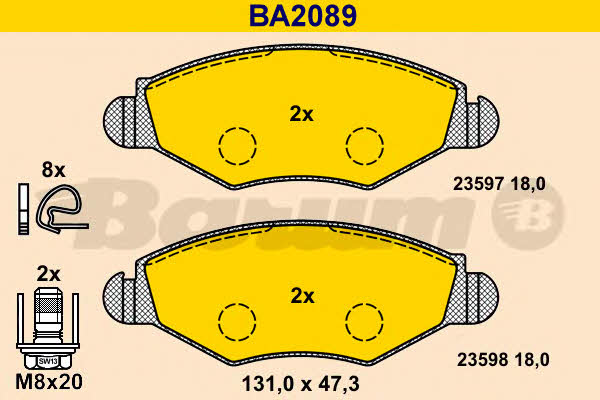 Barum BA2089 Гальмівні колодки, комплект BA2089: Купити в Україні - Добра ціна на EXIST.UA!
