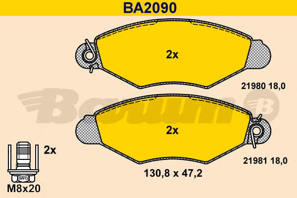 Barum BA2090 Гальмівні колодки, комплект BA2090: Купити в Україні - Добра ціна на EXIST.UA!
