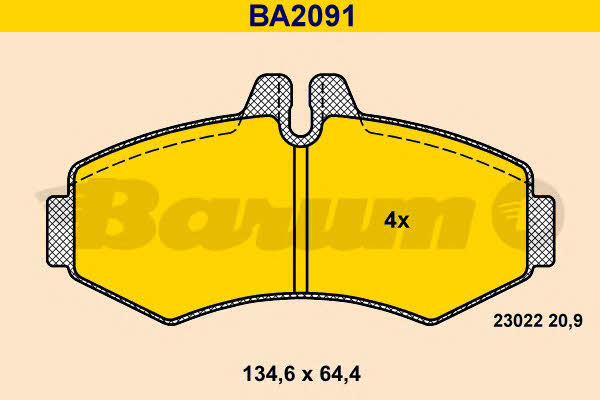 Barum BA2091 Гальмівні колодки, комплект BA2091: Купити в Україні - Добра ціна на EXIST.UA!