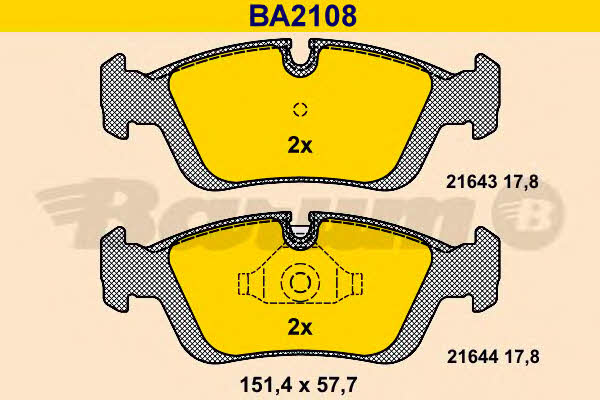 Barum BA2108 Гальмівні колодки, комплект BA2108: Купити в Україні - Добра ціна на EXIST.UA!
