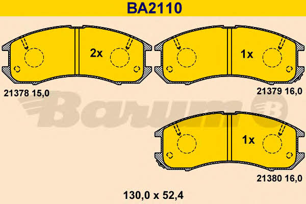Barum BA2110 Гальмівні колодки, комплект BA2110: Купити в Україні - Добра ціна на EXIST.UA!