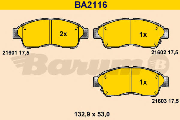 Barum BA2116 Гальмівні колодки, комплект BA2116: Купити в Україні - Добра ціна на EXIST.UA!