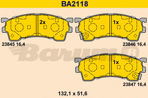 Barum BA2118 Гальмівні колодки, комплект BA2118: Купити в Україні - Добра ціна на EXIST.UA!