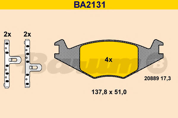 Barum BA2131 Гальмівні колодки, комплект BA2131: Купити в Україні - Добра ціна на EXIST.UA!