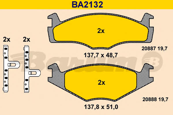 Barum BA2132 Гальмівні колодки, комплект BA2132: Купити в Україні - Добра ціна на EXIST.UA!