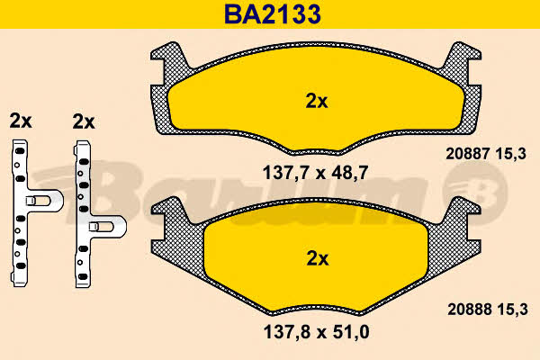Barum BA2133 Гальмівні колодки, комплект BA2133: Купити в Україні - Добра ціна на EXIST.UA!