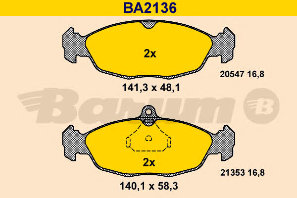 Barum BA2136 Гальмівні колодки, комплект BA2136: Купити в Україні - Добра ціна на EXIST.UA!