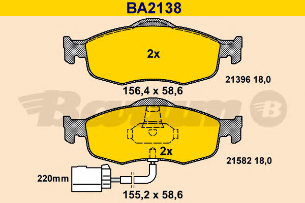 Barum BA2138 Гальмівні колодки, комплект BA2138: Купити в Україні - Добра ціна на EXIST.UA!