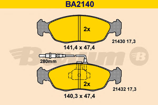 Barum BA2140 Гальмівні колодки, комплект BA2140: Купити в Україні - Добра ціна на EXIST.UA!