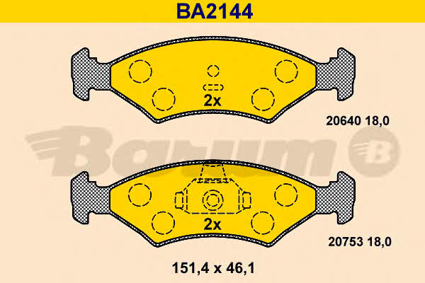 Barum BA2144 Гальмівні колодки, комплект BA2144: Купити в Україні - Добра ціна на EXIST.UA!