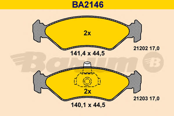Barum BA2146 Гальмівні колодки, комплект BA2146: Купити в Україні - Добра ціна на EXIST.UA!