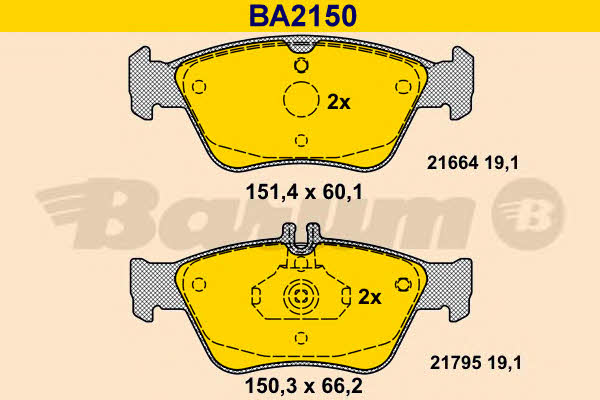 Barum BA2150 Гальмівні колодки, комплект BA2150: Купити в Україні - Добра ціна на EXIST.UA!