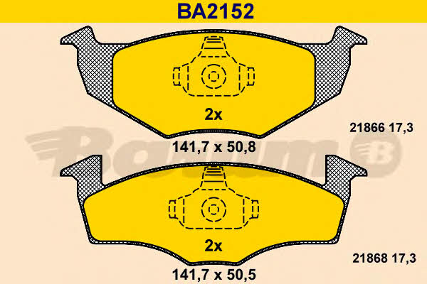 Barum BA2152 Гальмівні колодки, комплект BA2152: Купити в Україні - Добра ціна на EXIST.UA!