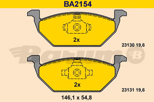 Barum BA2154 Гальмівні колодки, комплект BA2154: Купити в Україні - Добра ціна на EXIST.UA!