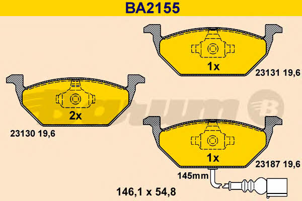 Barum BA2155 Гальмівні колодки, комплект BA2155: Купити в Україні - Добра ціна на EXIST.UA!