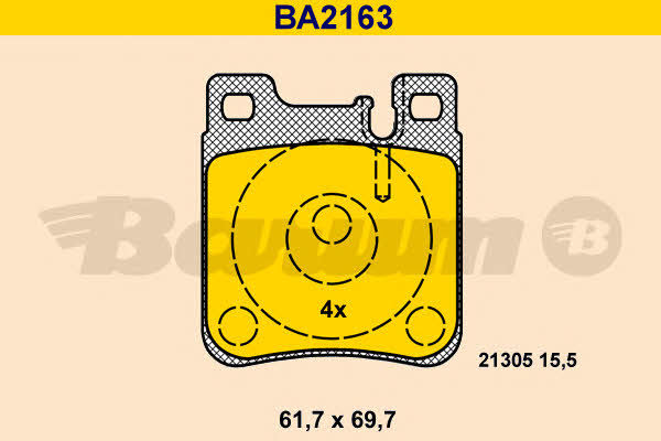 Barum BA2163 Гальмівні колодки, комплект BA2163: Купити в Україні - Добра ціна на EXIST.UA!