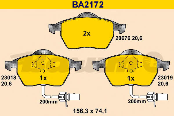 Barum BA2172 Гальмівні колодки, комплект BA2172: Купити в Україні - Добра ціна на EXIST.UA!