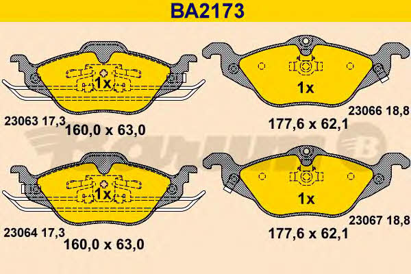 Barum BA2173 Гальмівні колодки, комплект BA2173: Купити в Україні - Добра ціна на EXIST.UA!