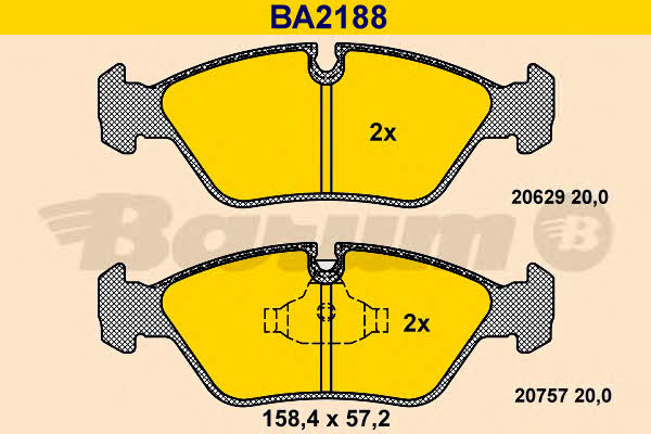 Barum BA2188 Гальмівні колодки, комплект BA2188: Купити в Україні - Добра ціна на EXIST.UA!