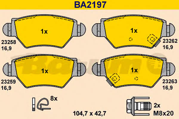 Barum BA2197 Гальмівні колодки, комплект BA2197: Купити в Україні - Добра ціна на EXIST.UA!