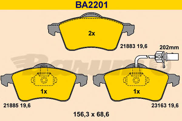 Barum BA2201 Гальмівні колодки, комплект BA2201: Купити в Україні - Добра ціна на EXIST.UA!