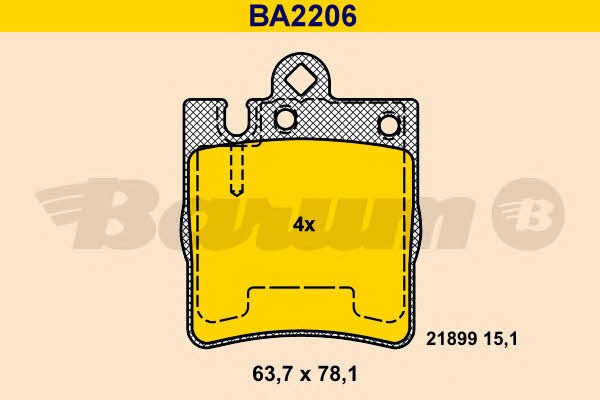 Barum BA2206 Гальмівні колодки, комплект BA2206: Купити в Україні - Добра ціна на EXIST.UA!