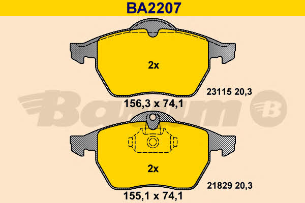 Barum BA2207 Гальмівні колодки, комплект BA2207: Купити в Україні - Добра ціна на EXIST.UA!