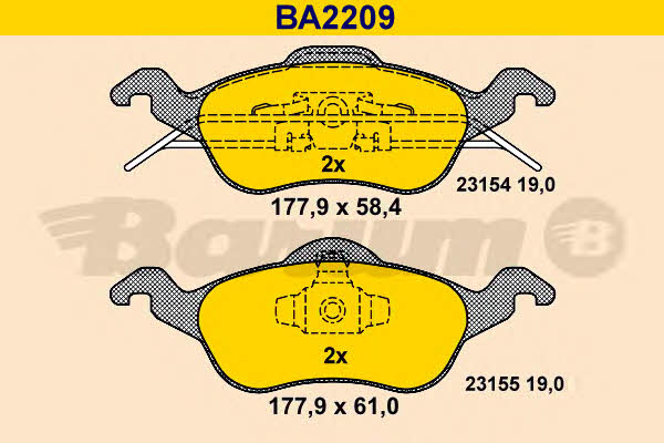 Barum BA2209 Гальмівні колодки, комплект BA2209: Купити в Україні - Добра ціна на EXIST.UA!