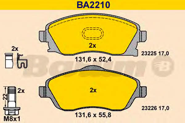 Barum BA2210 Гальмівні колодки, комплект BA2210: Купити в Україні - Добра ціна на EXIST.UA!