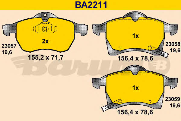 Barum BA2211 Гальмівні колодки, комплект BA2211: Купити в Україні - Добра ціна на EXIST.UA!