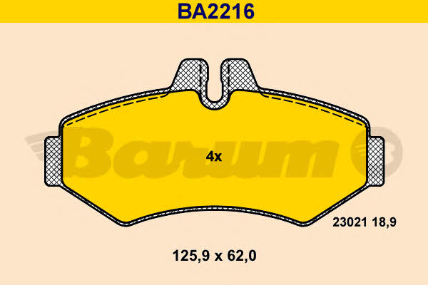 Barum BA2216 Гальмівні колодки, комплект BA2216: Приваблива ціна - Купити в Україні на EXIST.UA!