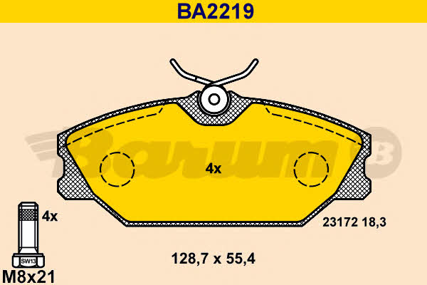 Barum BA2219 Гальмівні колодки, комплект BA2219: Купити в Україні - Добра ціна на EXIST.UA!
