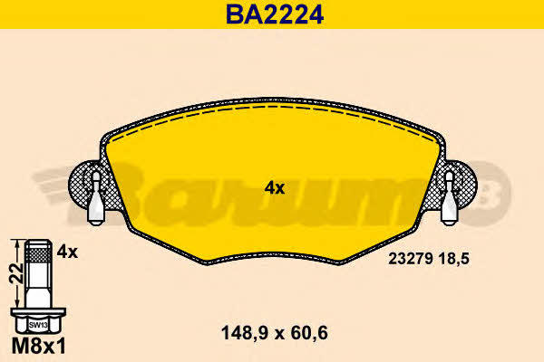 Barum BA2224 Гальмівні колодки, комплект BA2224: Купити в Україні - Добра ціна на EXIST.UA!