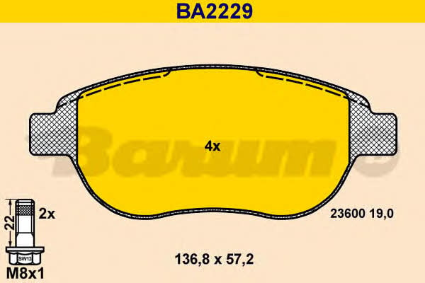 Barum BA2229 Гальмівні колодки, комплект BA2229: Приваблива ціна - Купити в Україні на EXIST.UA!