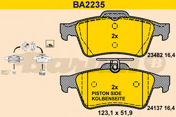 Barum BA2235 Гальмівні колодки, комплект BA2235: Купити в Україні - Добра ціна на EXIST.UA!