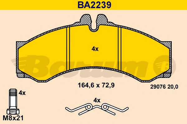 Barum BA2239 Гальмівні колодки, комплект BA2239: Купити в Україні - Добра ціна на EXIST.UA!