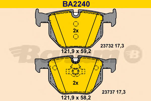 Barum BA2240 Гальмівні колодки, комплект BA2240: Купити в Україні - Добра ціна на EXIST.UA!