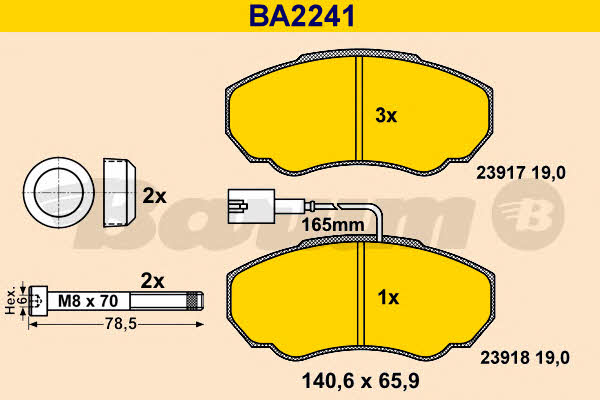 Barum BA2241 Гальмівні колодки, комплект BA2241: Купити в Україні - Добра ціна на EXIST.UA!