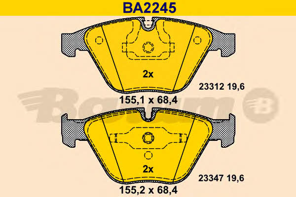 Barum BA2245 Гальмівні колодки, комплект BA2245: Купити в Україні - Добра ціна на EXIST.UA!