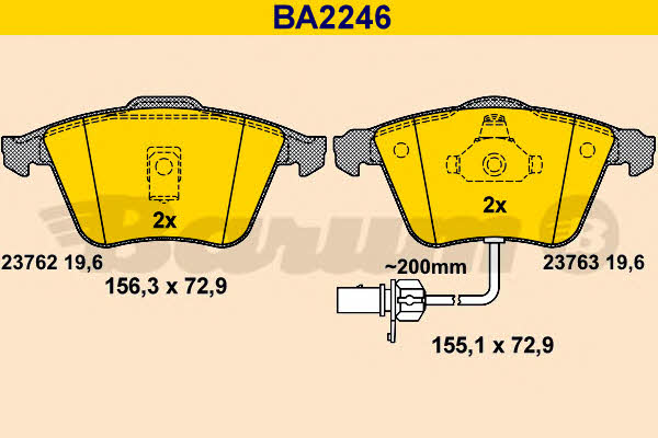 Barum BA2246 Гальмівні колодки, комплект BA2246: Купити в Україні - Добра ціна на EXIST.UA!