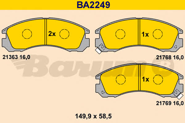 Barum BA2249 Гальмівні колодки, комплект BA2249: Купити в Україні - Добра ціна на EXIST.UA!