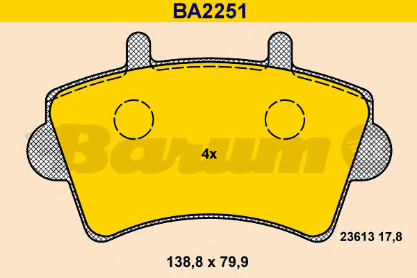 Barum BA2251 Гальмівні колодки, комплект BA2251: Купити в Україні - Добра ціна на EXIST.UA!