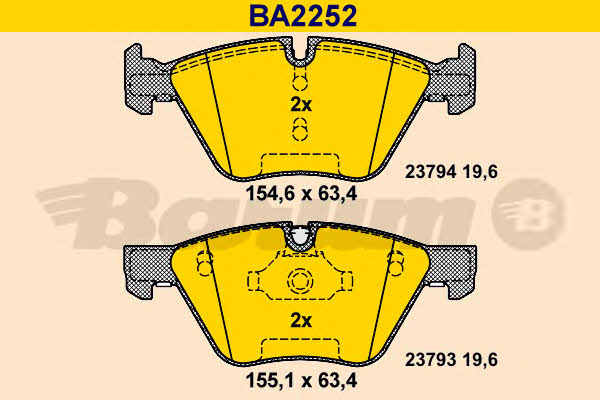 Barum BA2252 Гальмівні колодки, комплект BA2252: Купити в Україні - Добра ціна на EXIST.UA!