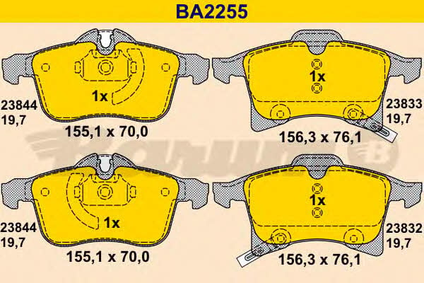 Barum BA2255 Гальмівні колодки, комплект BA2255: Приваблива ціна - Купити в Україні на EXIST.UA!